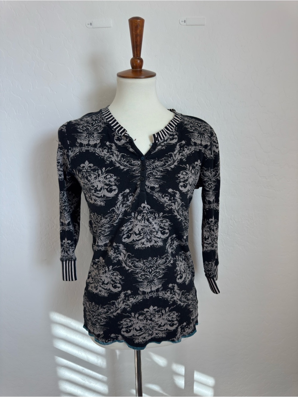 Truth Soul Armor Paisley Waffle Knit Henley